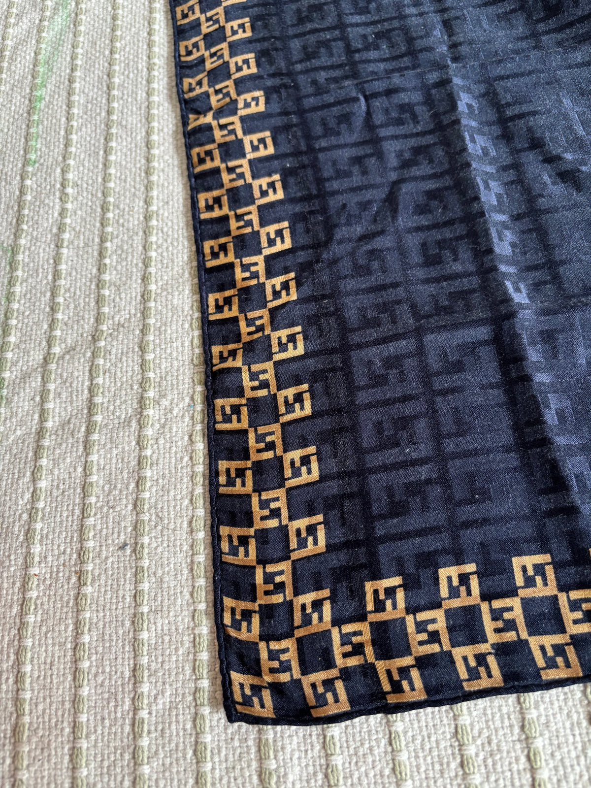 Fendi Blended Silk Navy Pattern Scarf