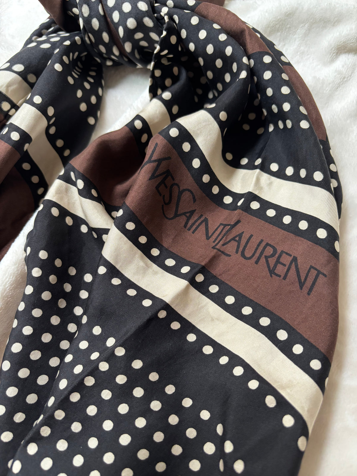 Yves Saint Laurent Hand-stitched Silk Geometric Scarf