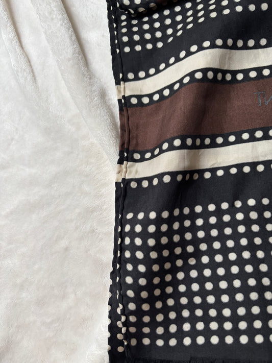 Yves Saint Laurent Hand-stitched Silk Geometric Scarf