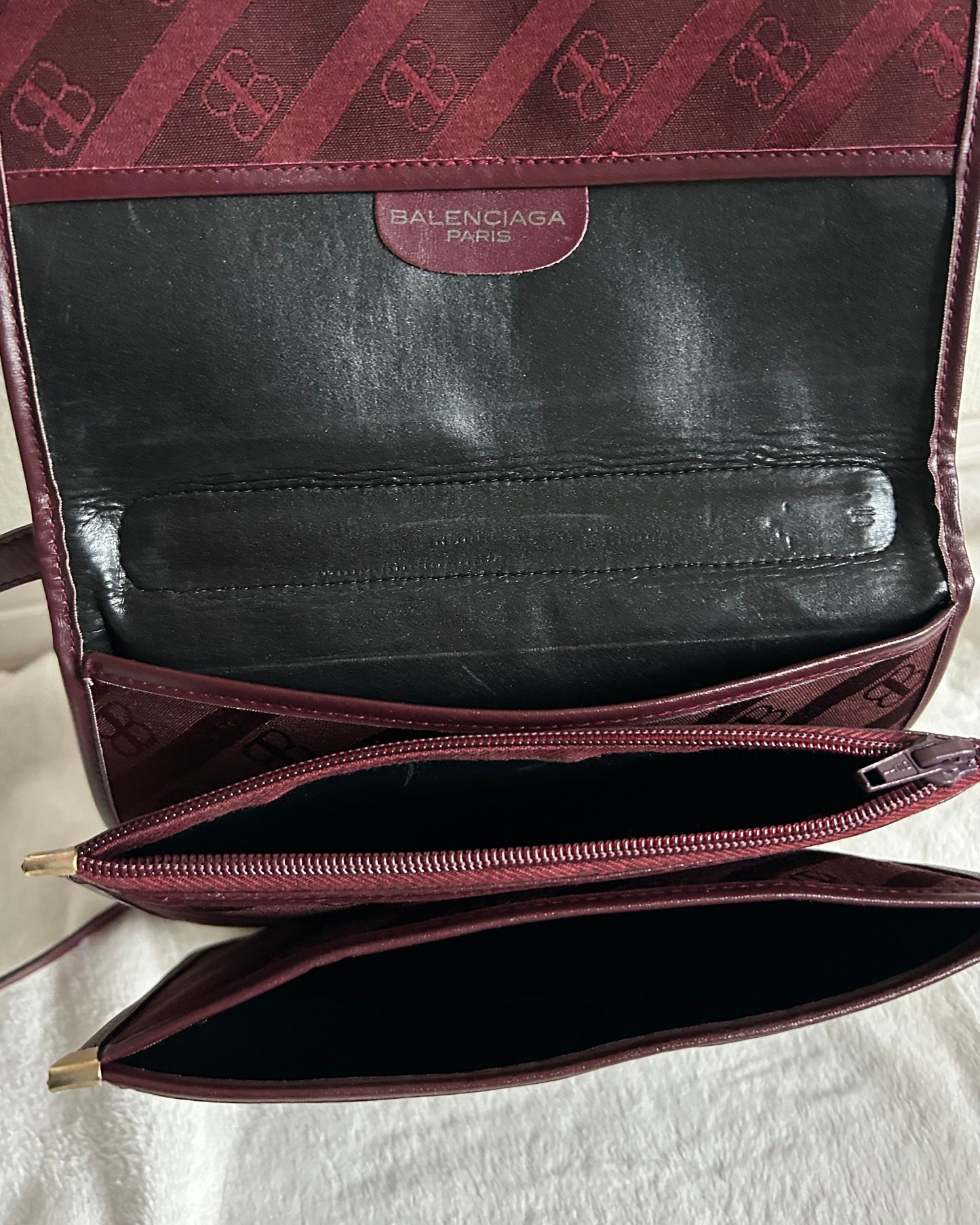 Balenciaga Maroon Monogram Canvas Bag