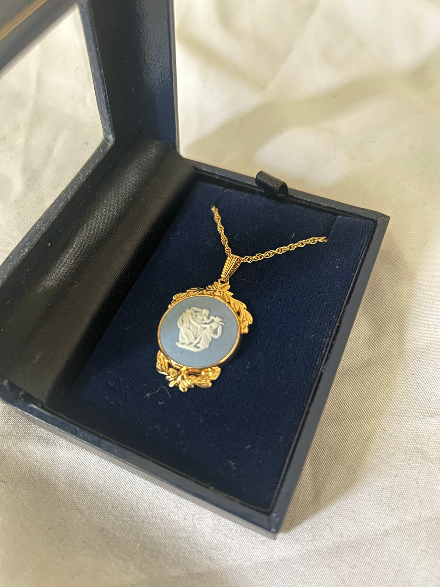 Wedgwood Round Blue Jasperware Pendant Necklace, Dancing Ladies Relief Design (Copy)