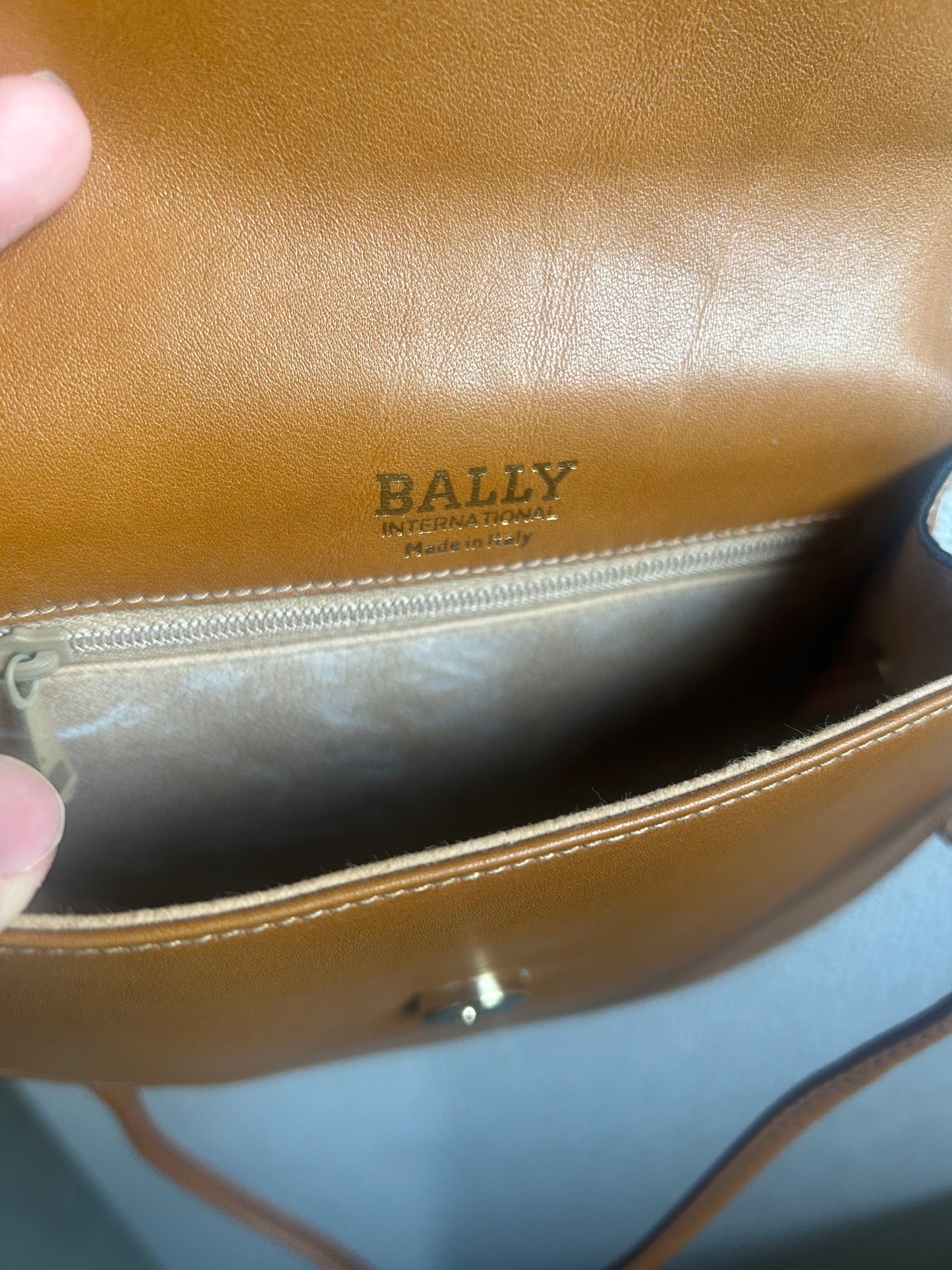 Bally Warm Brown Half Moon Tassel Sling