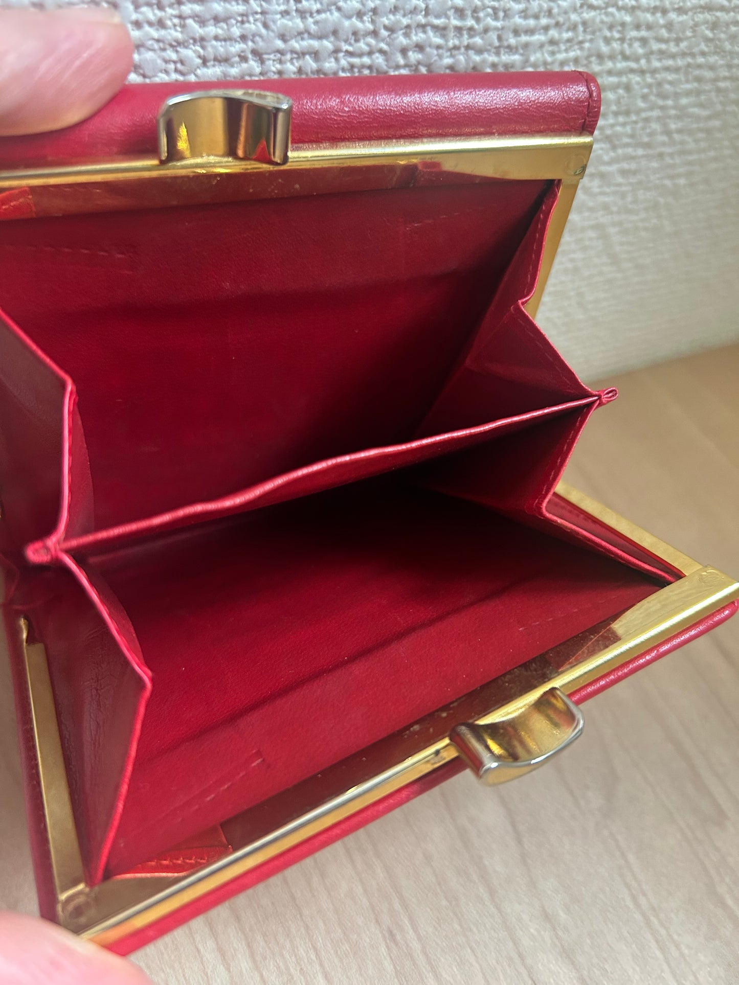 Givenchy Red Leather Tri-fold Wallet with Horseshoe Accent