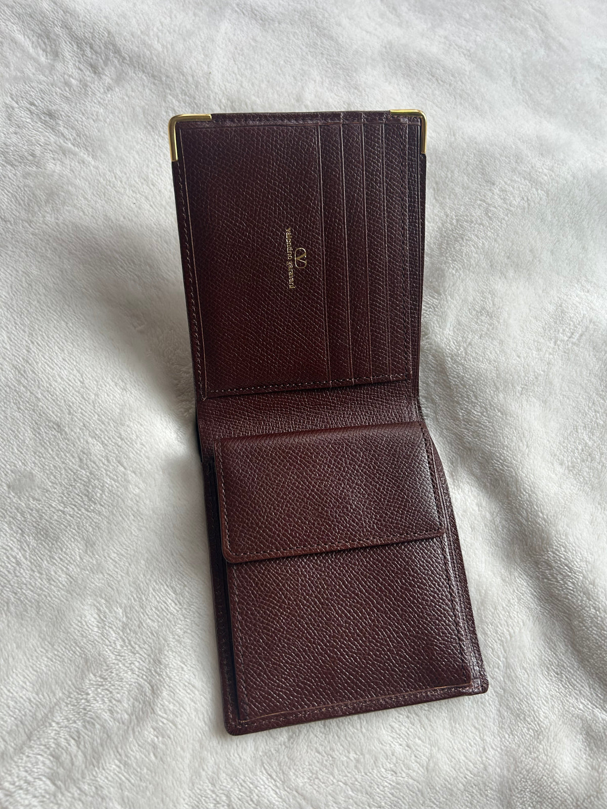 Valentino Garavani Dark Brown Bi-Fold Wallet with Coin Compartment