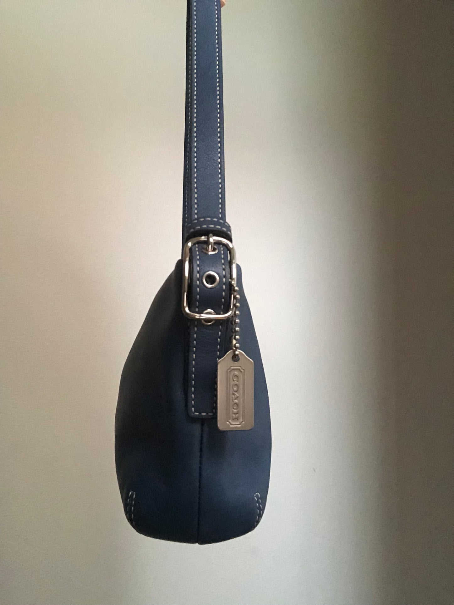 Coach Blue Leather with Silver Tone Hardware Mini Bag