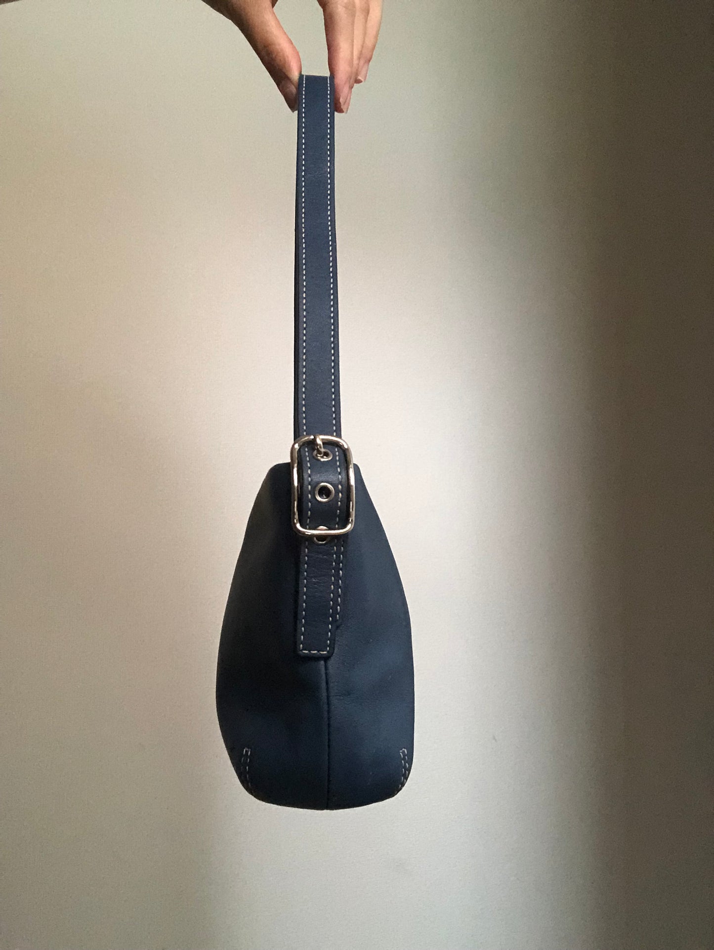 Coach Blue Leather with Silver Tone Hardware Mini Bag