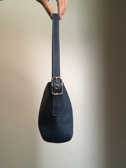 Coach Blue Leather with Silver Tone Hardware Mini Bag