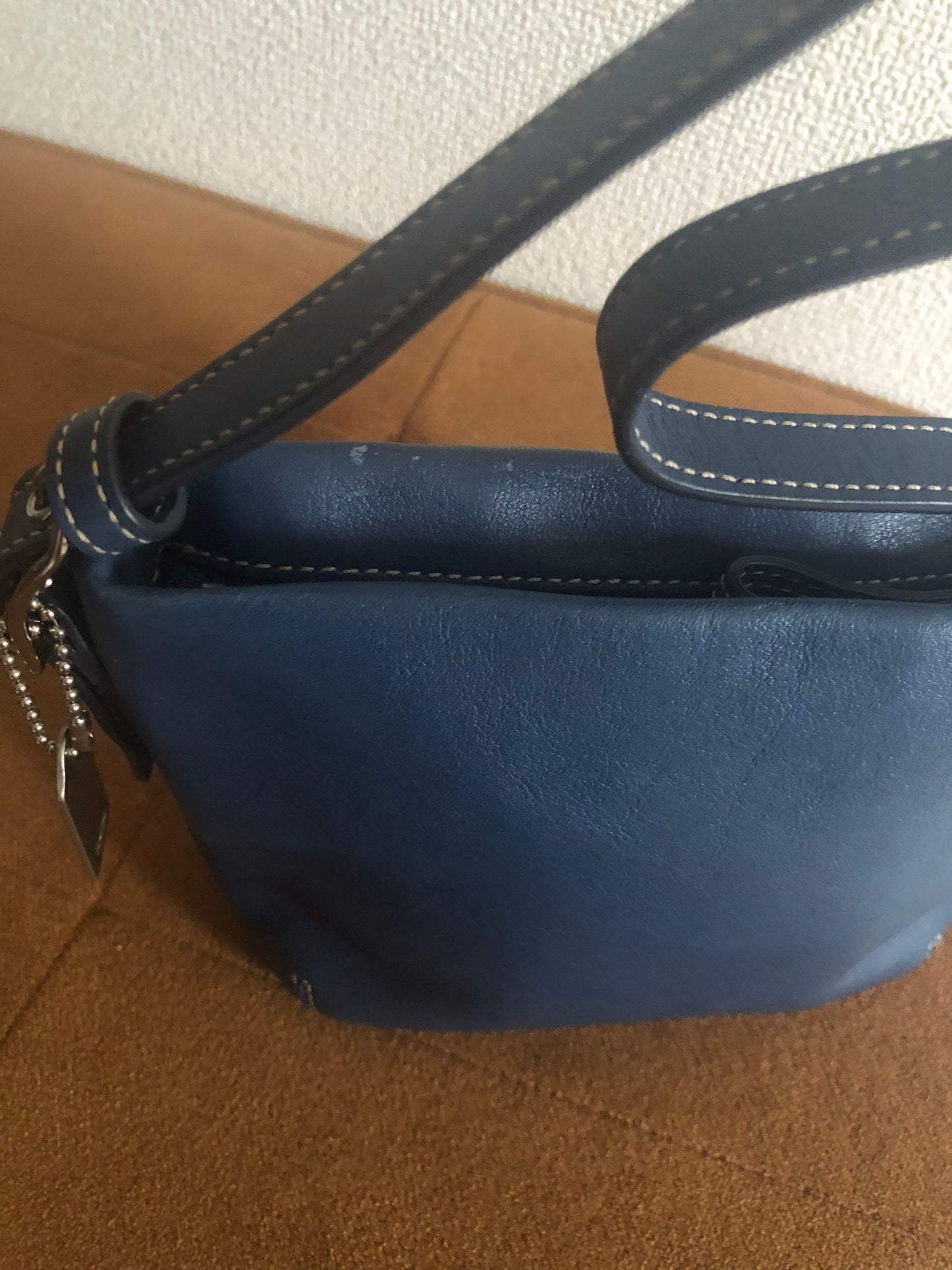 Coach Blue Leather with Silver Tone Hardware Mini Bag