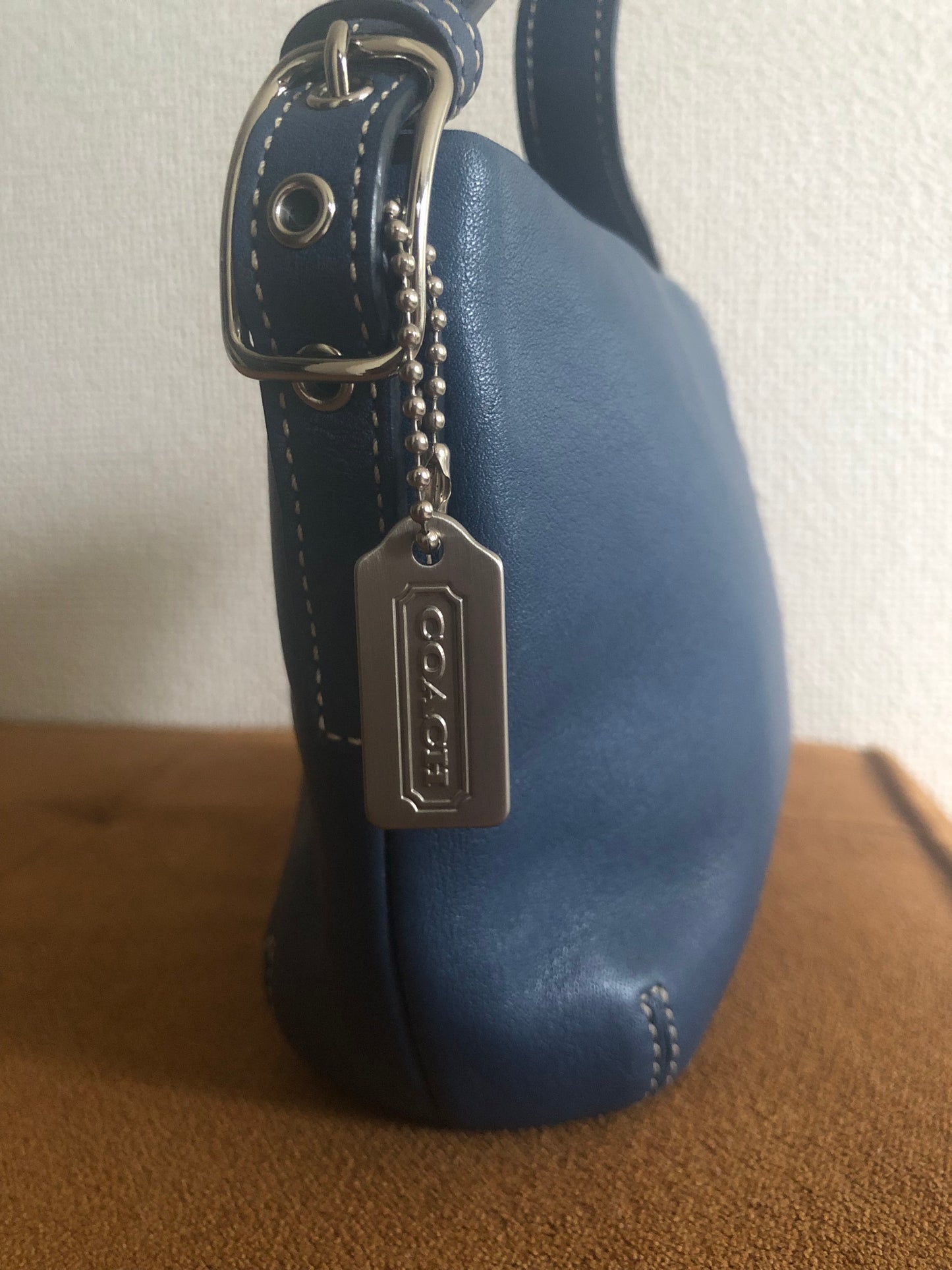 Coach Blue Leather with Silver Tone Hardware Mini Bag