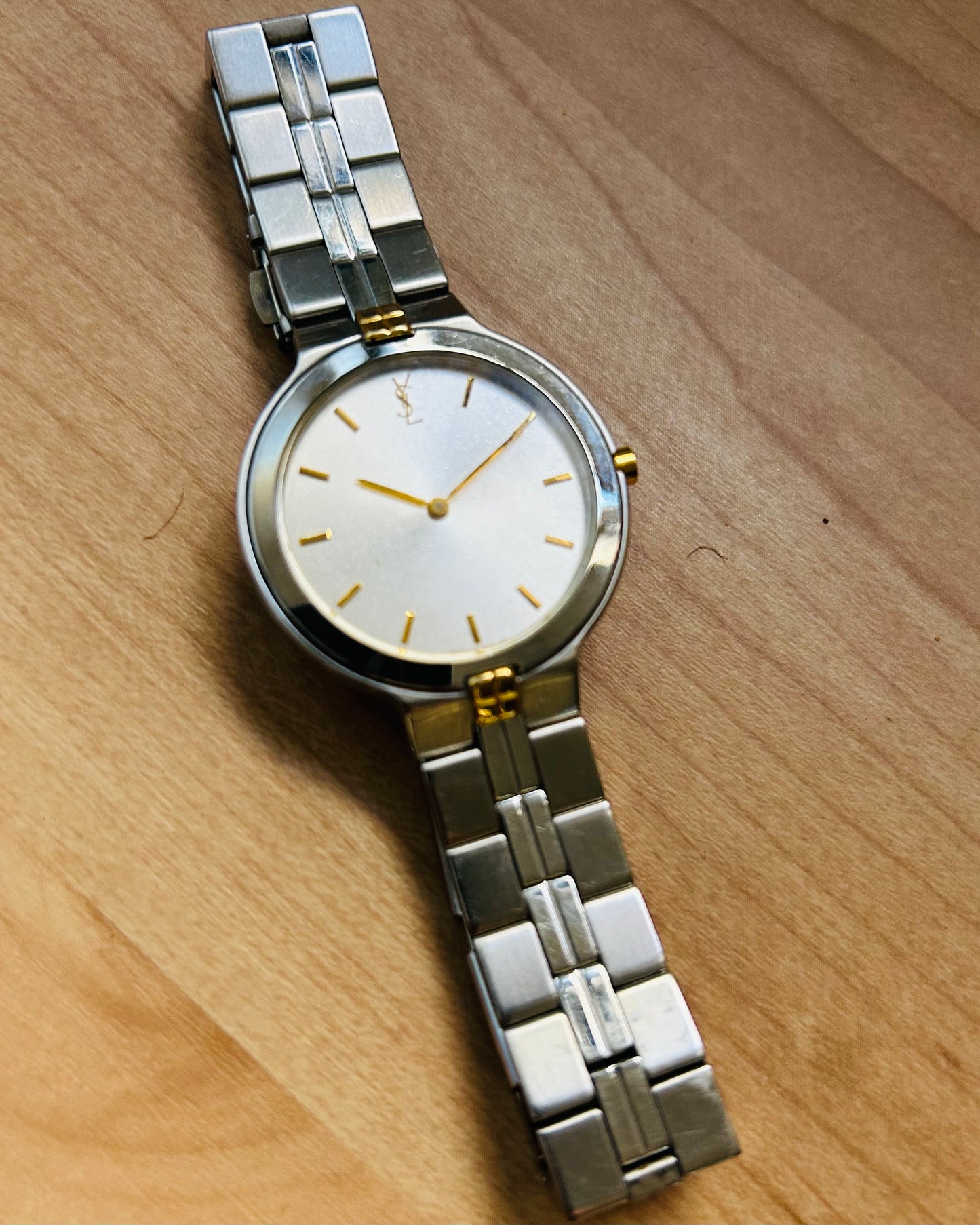 Yves Saint Laurent Vintage Round Watch with Gold-tone Accent