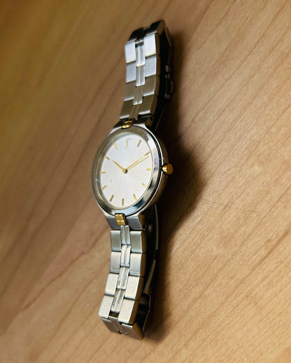 Yves Saint Laurent Vintage Round Watch with Gold-tone Accent