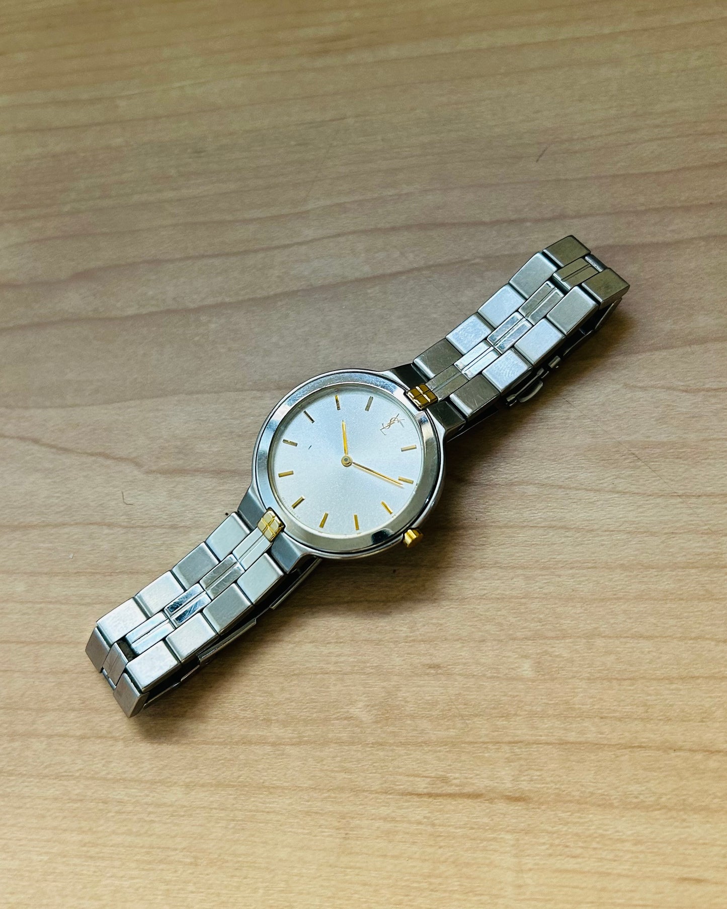 Yves Saint Laurent Vintage Round Watch with Gold-tone Accent