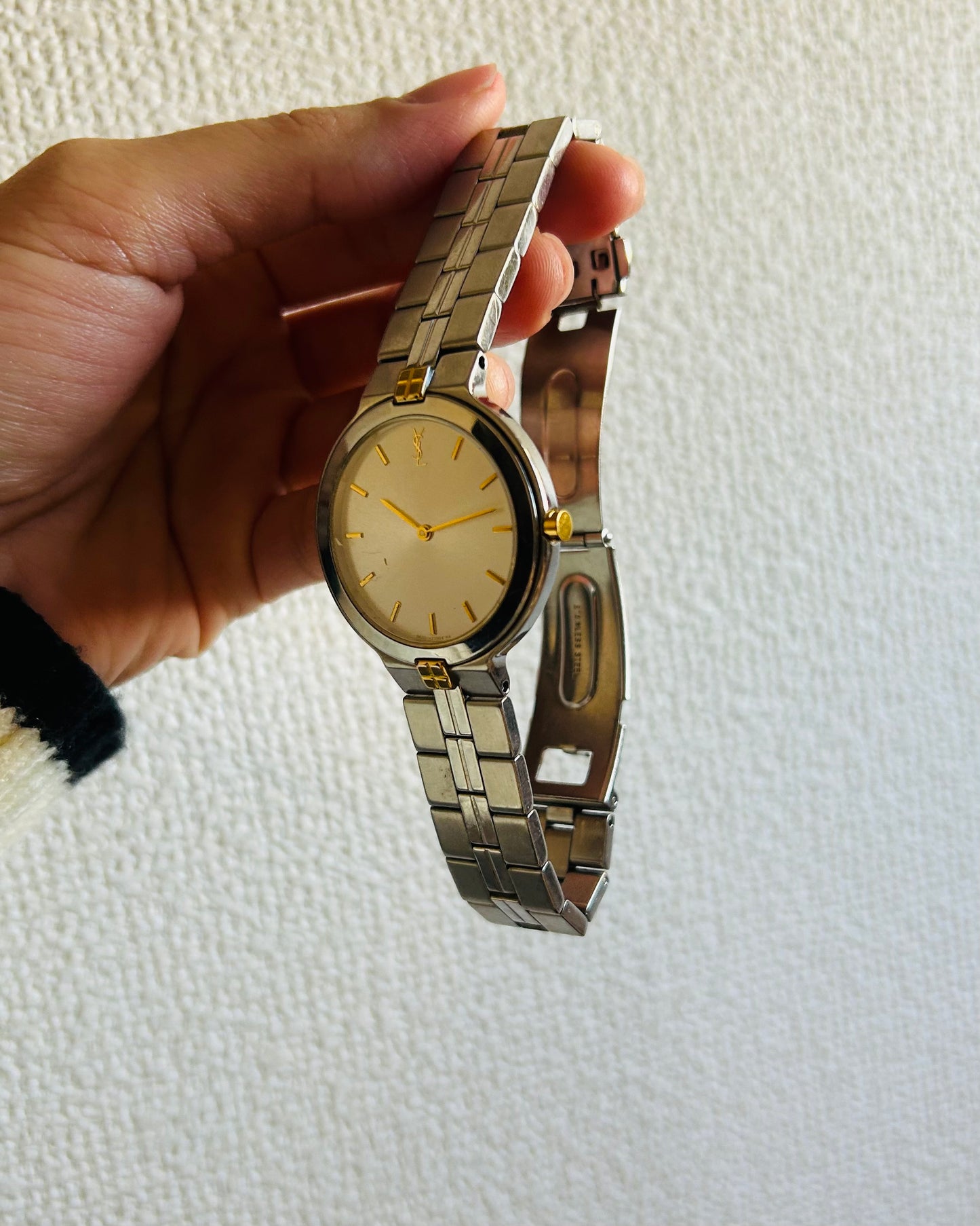 Yves Saint Laurent Vintage Round Watch with Gold-tone Accent