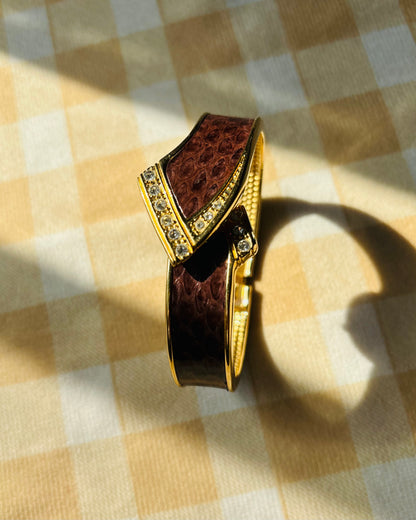 Gres Paris Bangle Watch with Leather Inlay