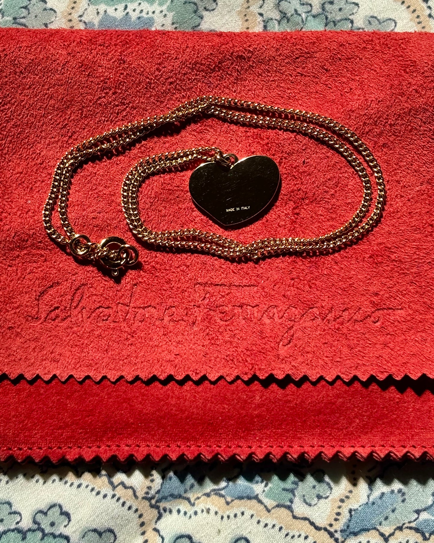 Ferragamo Heart-Shaped Striped Necklace