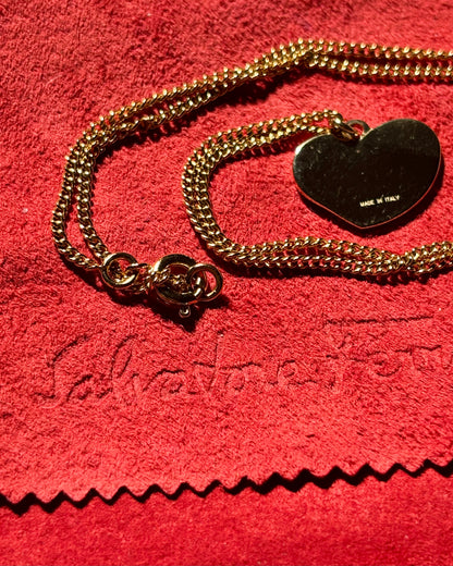 Ferragamo Heart-Shaped Striped Necklace