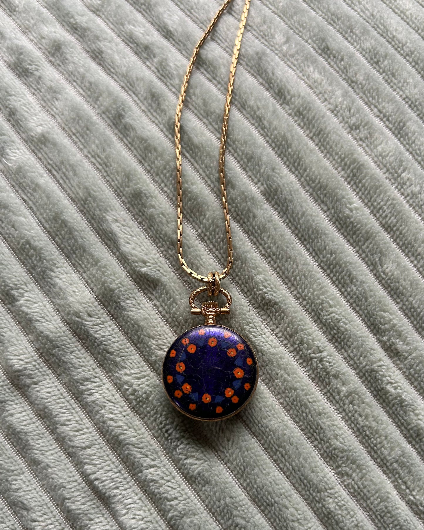 Seiko Manual Winding Pendant Watch with Enamel Floral Design
