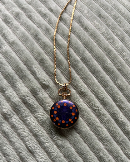Seiko Manual Winding Pendant Watch with Enamel Floral Design