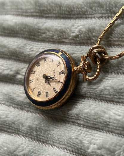 Seiko Manual Winding Pendant Watch with Enamel Floral Design