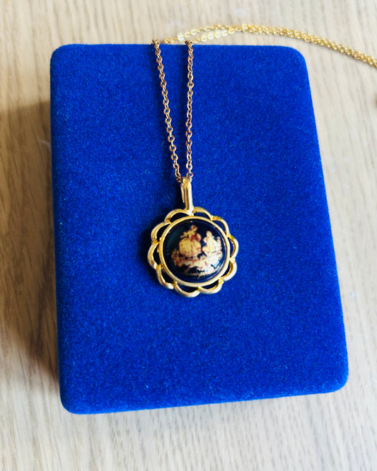 Limoges Castel Porcelain Pendant Necklace