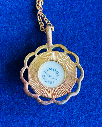Limoges Castel Porcelain Pendant Necklace