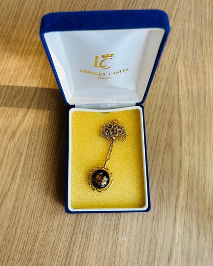 Limoges Castel Porcelain Pendant Necklace