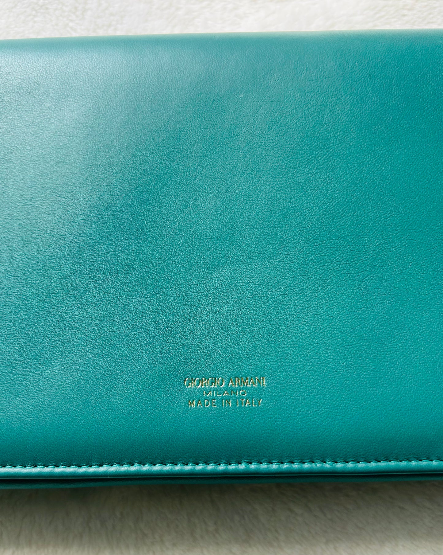 Giorgio Armani Soft Leather Teal Clutch