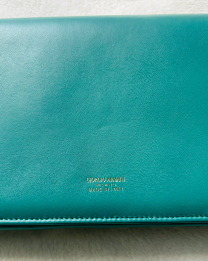 Giorgio Armani Soft Leather Teal Clutch