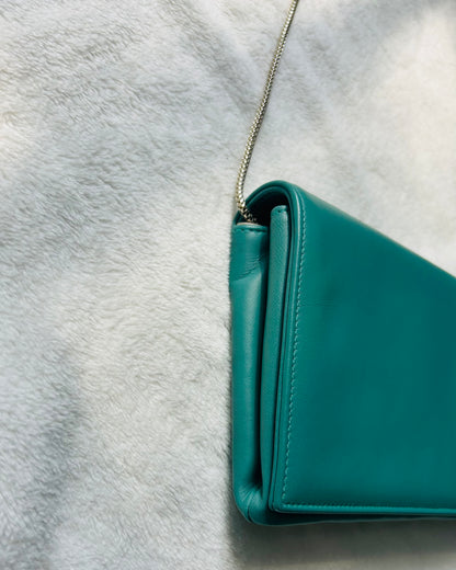 Giorgio Armani Soft Leather Teal Clutch