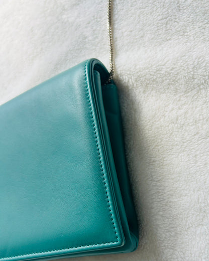 Giorgio Armani Soft Leather Teal Clutch