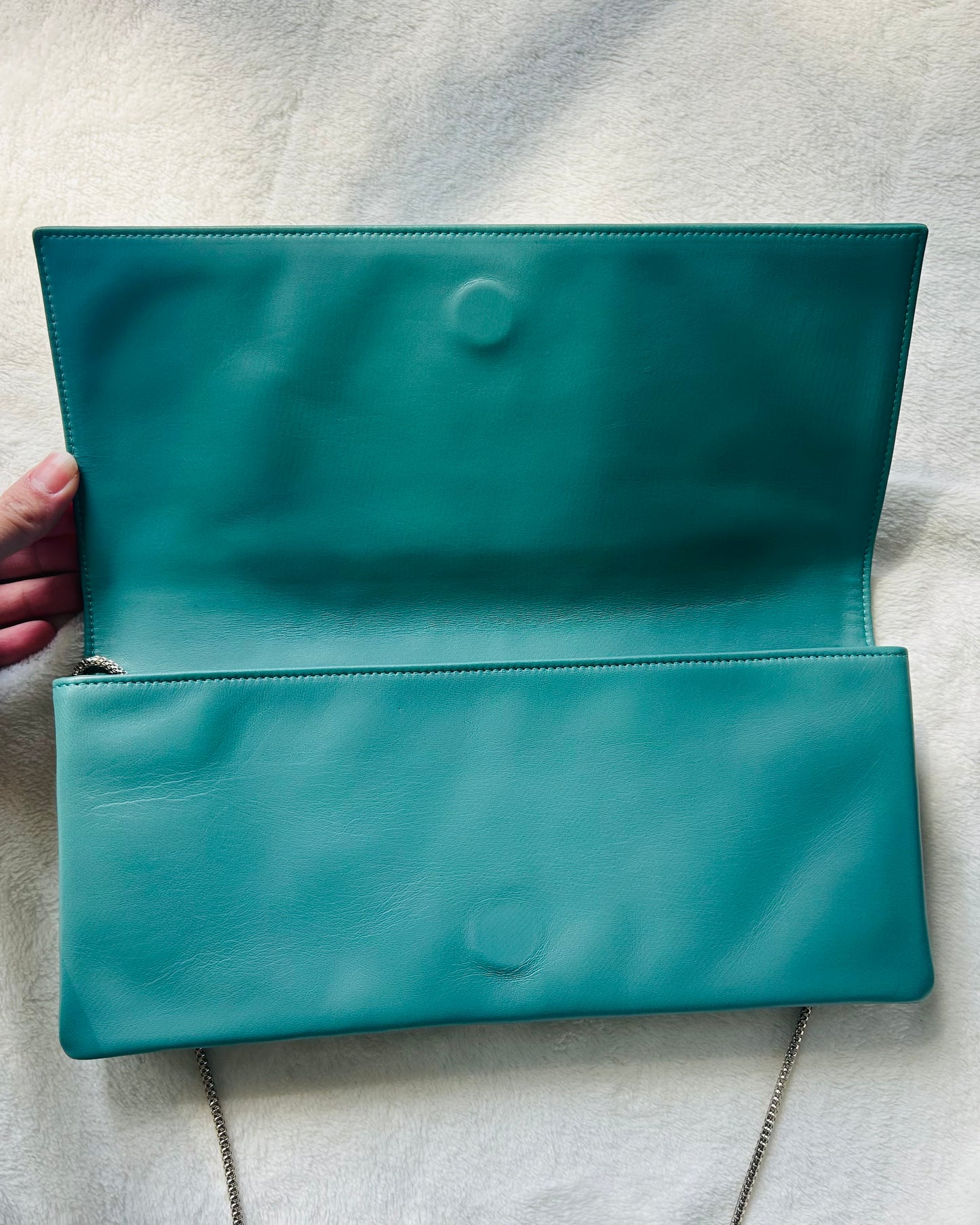 Giorgio Armani Soft Leather Teal Clutch