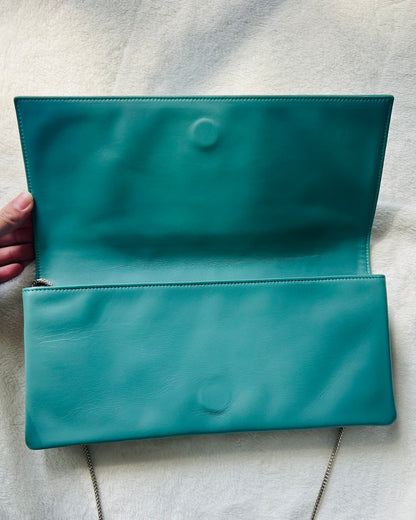 Giorgio Armani Soft Leather Teal Clutch