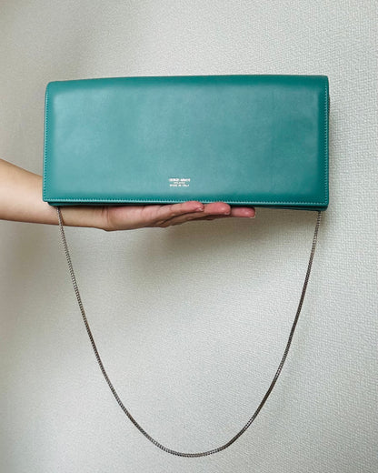 Giorgio Armani Soft Leather Teal Clutch