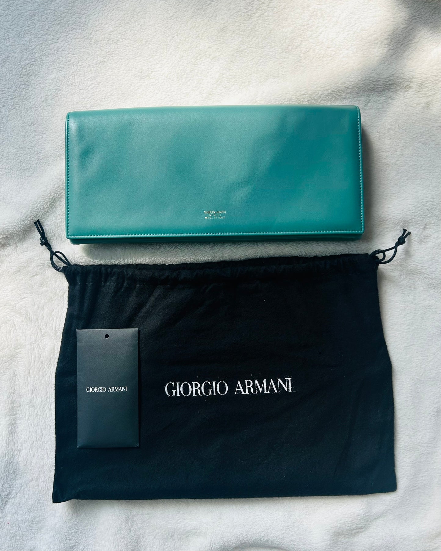 Giorgio Armani Soft Leather Teal Clutch