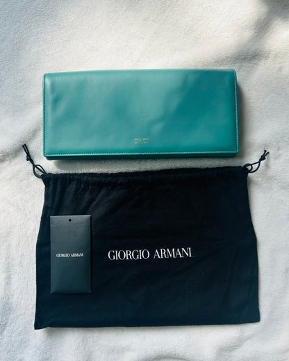 Giorgio Armani Soft Leather Teal Clutch