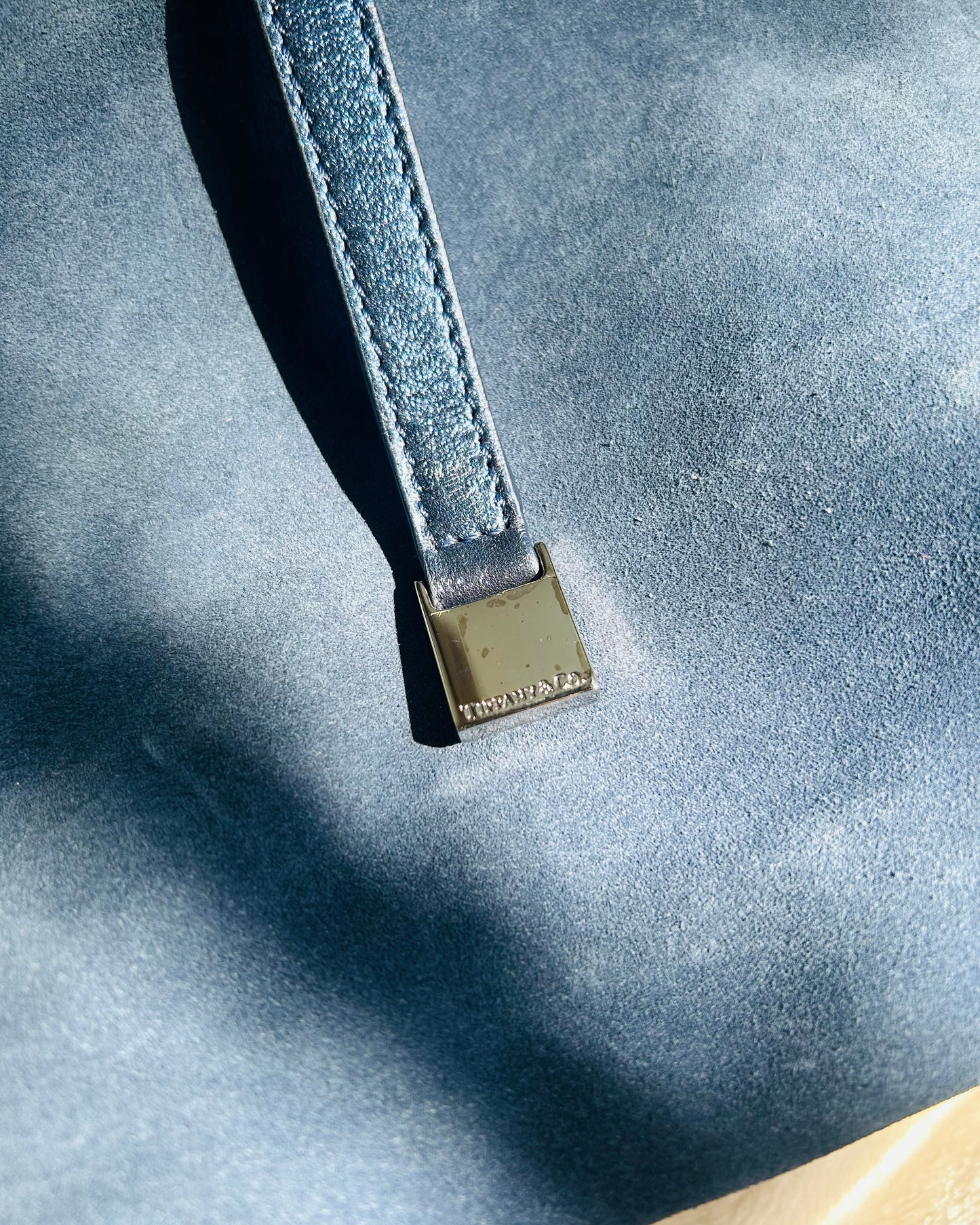 Tiffany and Co. Suede and Metallic Blue Reversible Tote Bag