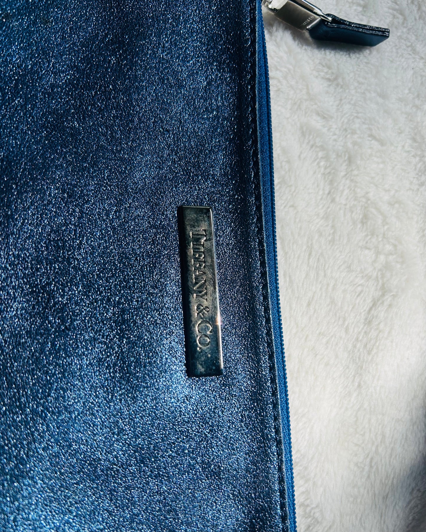 Tiffany and Co. Suede and Metallic Blue Reversible Tote Bag