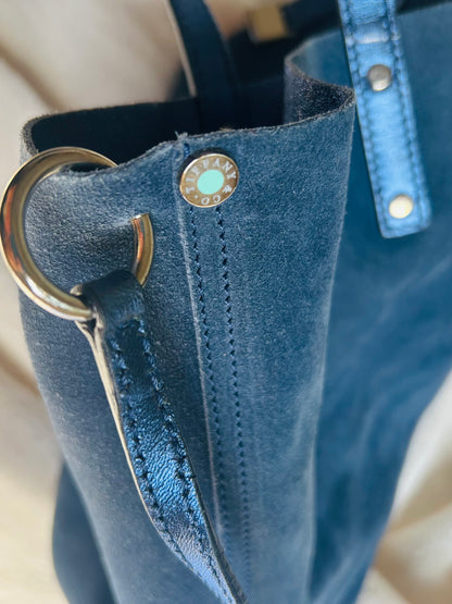 Tiffany and Co. Suede and Metallic Blue Reversible Tote Bag