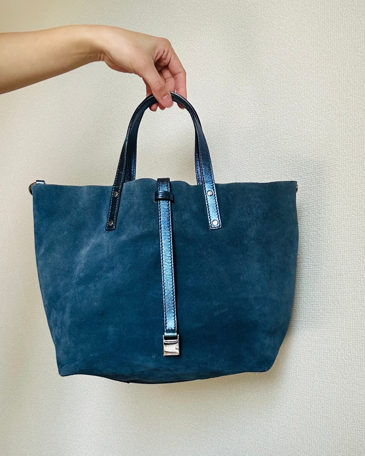 Tiffany and Co. Suede and Metallic Blue Reversible Tote Bag