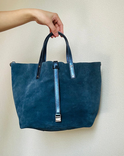 Tiffany and Co. Suede and Metallic Blue Reversible Tote Bag