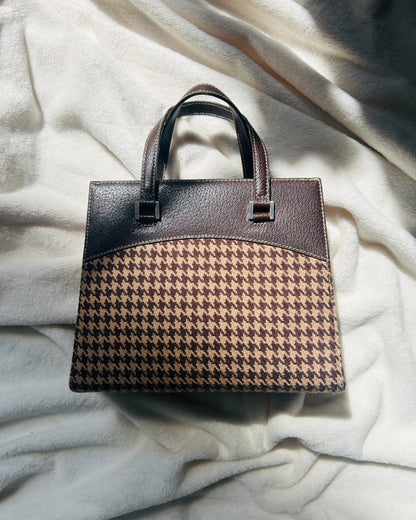 90s Lauren by Ralph Lauren Houndstooth Wool Mini Tote