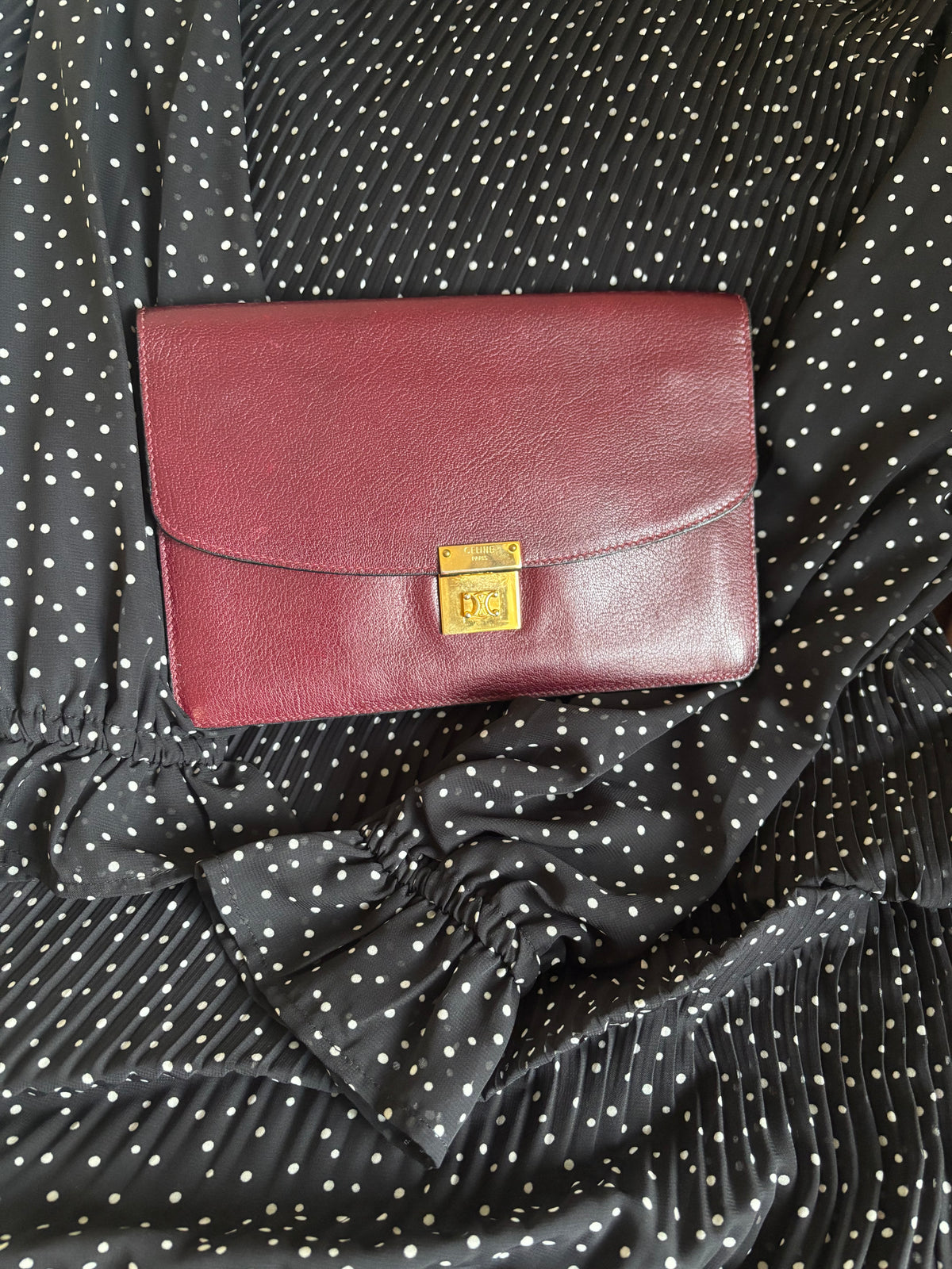 RARE Celine Triomphe Push Lock Clutch
