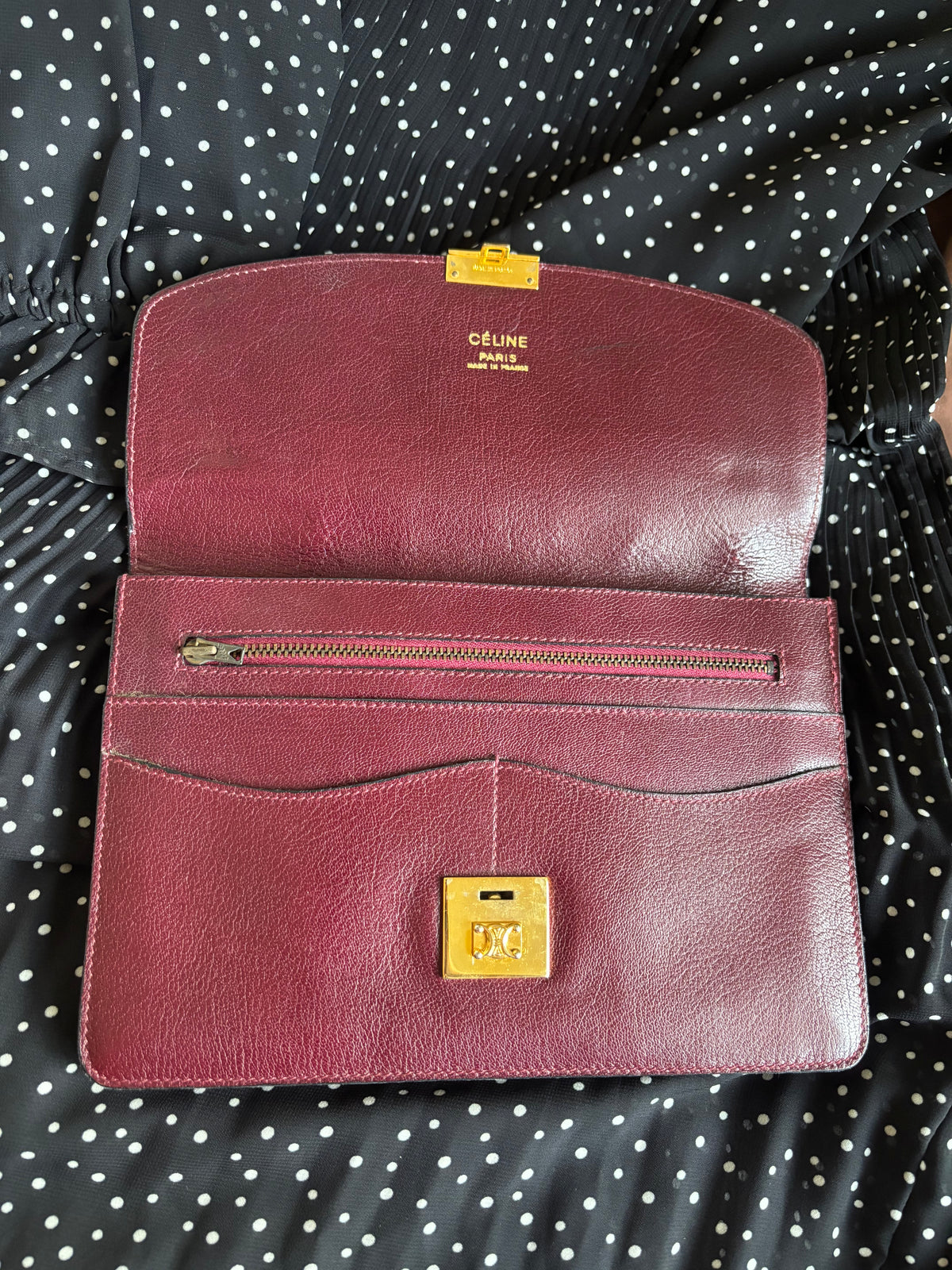 RARE Celine Triomphe Push Lock Clutch