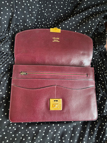 RARE Celine Triomphe Push Lock Clutch