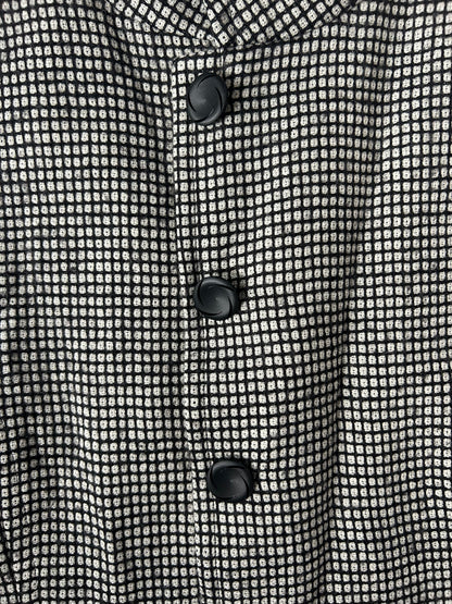 Nina Ricci Chinese Collar Black Geometric Pattern Jacket