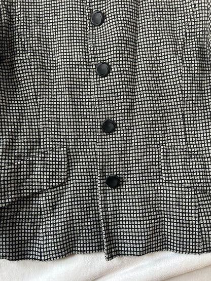 Nina Ricci Chinese Collar Black Geometric Pattern Jacket