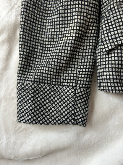 Nina Ricci Chinese Collar Black Geometric Pattern Jacket