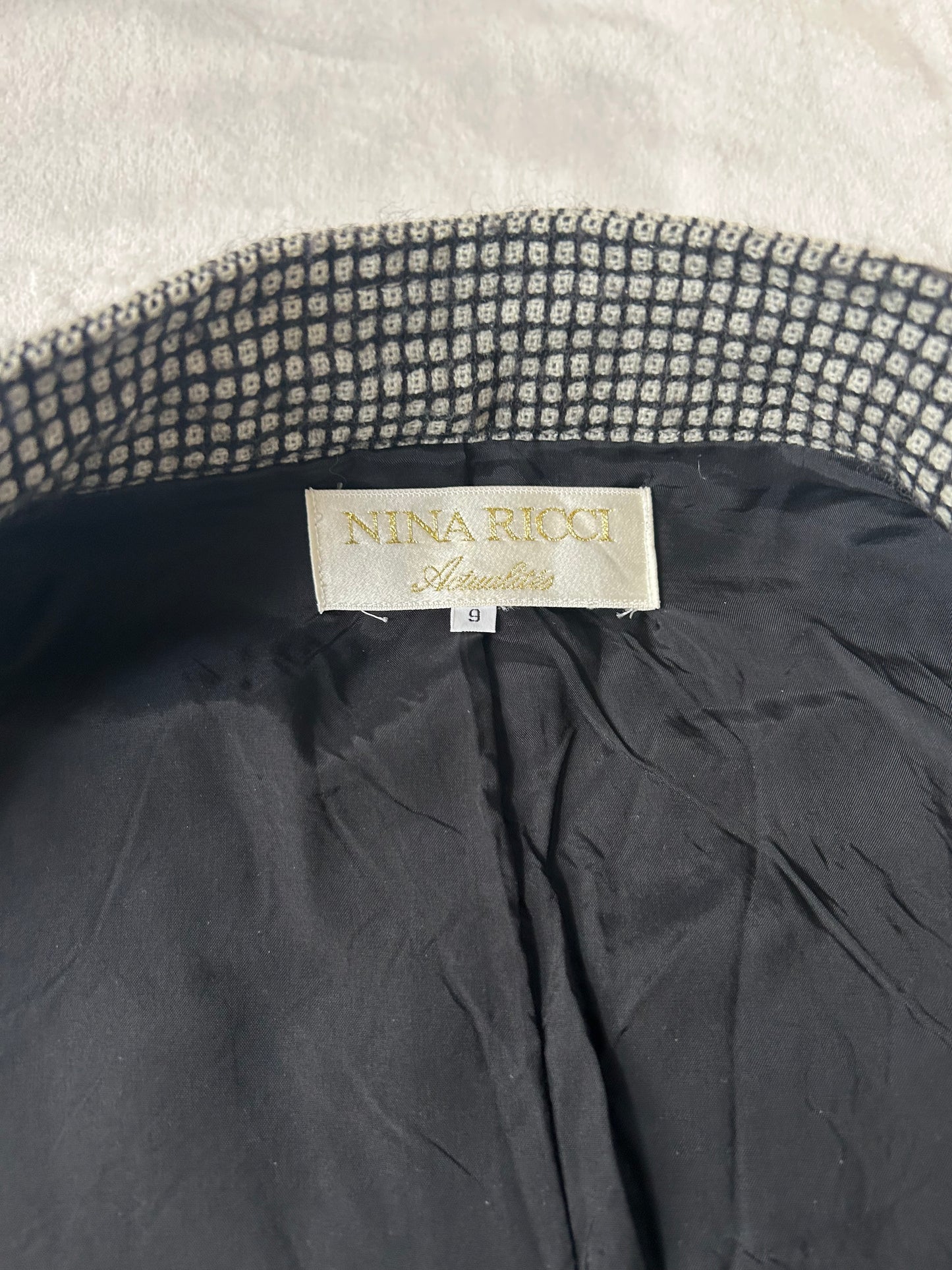 Nina Ricci Chinese Collar Black Geometric Pattern Jacket