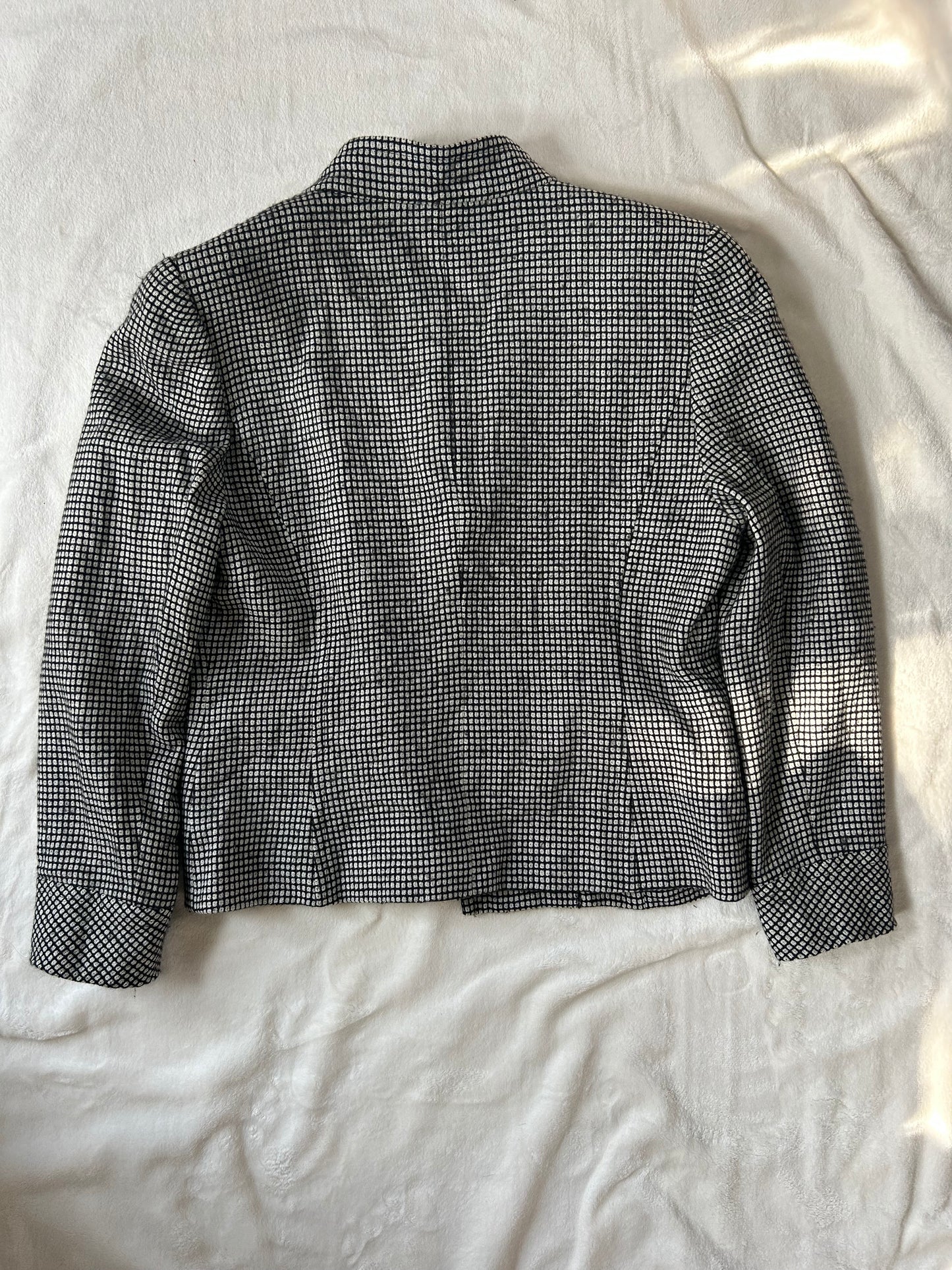 Nina Ricci Chinese Collar Black Geometric Pattern Jacket
