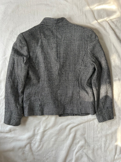 Nina Ricci Chinese Collar Black Geometric Pattern Jacket